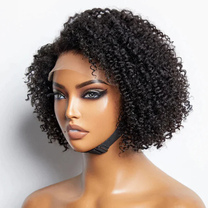 12 Inch 5x5 4C Edges | Kink Edges Jerry Curl Glueless Short Lace Closure Wig